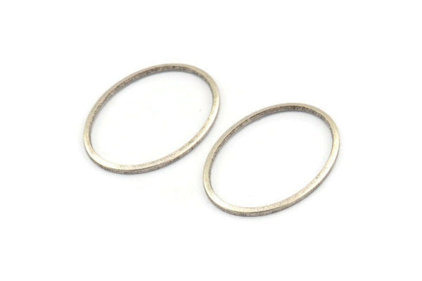 Silver Oval Connector, 12 Antique Silver Plated Brass Oval Connectors, Charms, Findings (26x19x1mm) A1707 H1225