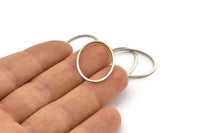 Silver Oval Connector, 12 Antique Silver Plated Brass Oval Connectors, Charms, Findings (26x19x1mm) A1707 H1225