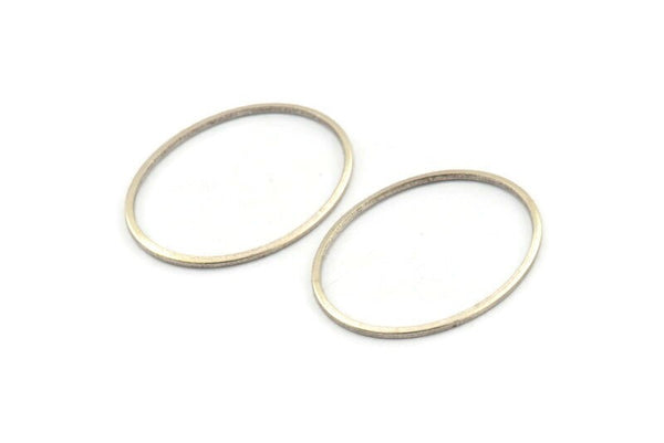 Silver Oval Connector, 12 Antique Silver Plated Brass Oval Connectors, Charms, Findings (30x23x1mm) A1708 H1226