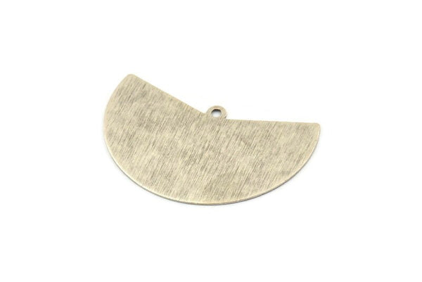Silver Geometric Charm, 4 Textured Antique Silver Plated Brass Fan Charms With 1 Loop, Pendants (38x23x0.40mm) D1241