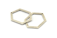 Hexagon Choker Charm, 6 Antique Silver Plated Brass Hexagon Charms With 1 Hole, Pendants, Findings (33x24.5x1mm) E074 H1215