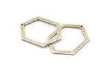 Hexagon Choker Charm, 6 Antique Silver Plated Brass Hexagon Charms With 1 Hole, Pendants, Findings (33x24.5x1mm) E074 H1215
