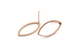 Rose Gold Marquise Earring, 6 Rose Gold Plated Brass Marquise Stud Earrings (11x22x0.80mm) D0042 A1362