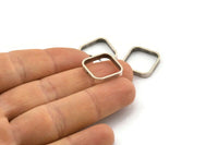 Silver Square Charm, 6 Antique Silver Plated Brass Square Connectors With 1 Hole (16.5x2.9x0.9mm) BS 2343