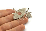 Silver Eye Charm, 4 Textured Antique Silver Plated Brass Eye Charms With 1 Loop, Pendants, Earrings (43x39x1mm) D1136