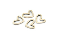 Silver Heart Charm, 25 Antique Silver Plated Brass Heart Connectors, Findings (11x14x1mm) D1195
