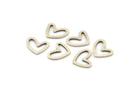 Silver Heart Charm, 25 Antique Silver Plated Brass Heart Connectors, Findings (11x14x1mm) D1195