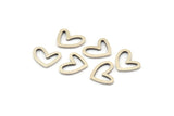 Silver Heart Charm, 25 Antique Silver Plated Brass Heart Connectors, Findings (11x14x1mm) D1195