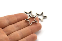Silver Star Charm, 6 Antique Silver Plated Brass Star Shaped Connectors With 2 Holes (22x3.5mm) BS 2022 H1344
