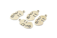 Silver Face Charm, 24 Antique Silver Plated Brass Face Charms With 1 Loop (20x11x0.60mm) D0608 H0939