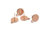 Rose Gold Round Earring, 4 Rose Gold Plated Brass Round Earring Studs (13x10x0.80mm) M037 A1542