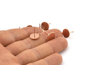 Rose Gold Round Earring, 4 Rose Gold Plated Brass Round Earring Studs (13x10x0.80mm) M037 A1542