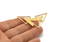 Gold Triangle Blank, 2 Gold Plated Brass Triangle Blanks (47x21x1mm) M01106