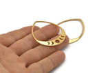 Gold Drop Blank, 2 Gold Plated Brass Moon Phases Blanks, Findings (45x36x0.80mm) M1006