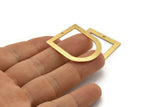D Shape Rings - 2 Textured Gold Plated Brass D Shape Charms With 1 Hole, Pendants (35x28x0.80mm) M380