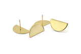 Semi Circle Earring, 2 Gold Plated Brass Half Moon Stud Earrings (22x12x1mm) D1091 A1329 Q1003