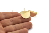Semi Circle Earring, 2 Gold Plated Brass Half Moon Stud Earrings (22x12x1mm) D1091 A1329 Q1003