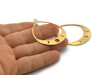 Gold Drop Charm, 2 Gold Plated Brass Moon Phases Charms With 1 Loop, Pendants (49x36x0.80mm) M1009