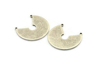 Silver Circle Pendant, 2 Antique Silver Plated Brass Circle Charms With 2 Loops, Findings (27.5x31x1.2mm) E087