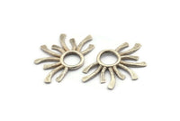 Silver Sun Pendant, 2 Antique Silver Plated Brass Sun Pendants (37.5x24.5x2mm) E206 H1214