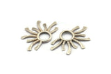 Silver Sun Pendant, 2 Antique Silver Plated Brass Sun Pendants (37.5x24.5x2mm) E206 H1214