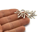 Silver Sun Pendant, 2 Antique Silver Plated Brass Sun Pendants (37.5x24.5x2mm) E206 H1214
