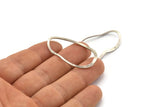 Silver Oval Connector, 8 Antique Silver Plated Brass Wavy Oval Connectors Without Hole, Findings (39x22x0.70mm) D932
