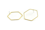 Brass Hexagon Earring, 6 Raw Brass Hexagon Stud Earrings (40x1mm) E306 A2191