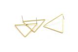 Brass Triangle Earring, 10 Raw Brass Triangle Stud Earrings (37x32x1mm) D1299 A2171