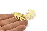 Brass Leaf Earring, 6 Textured Raw Brass Leaf Stud Earrings (32x25x0.80mm) M486 A2187