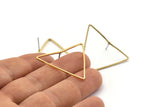 Brass Triangle Earring, 10 Raw Brass Triangle Stud Earrings (34x1mm) D0543 A2214