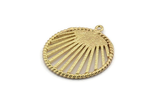 Brass Charm, 2 - Raw Brass, Brass Pendant, Charm Pendant, Brass Charms With 1 Loop, Findings (30x27mm) N1526