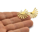Brass Sun Earring, 2 Raw Brass Rising Sun Flag Stud Earrings (26x14x1.5mm) N1524