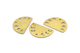 Brass Moon Charm, 10 Textured Raw Brass Moon Phases Charms With 1 Hole (22x14x0.80mm) M01562