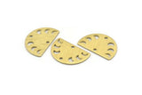 Brass Moon Charm, 10 Textured Raw Brass Moon Phases Charms With 2 Holes (22x14x0.80mm) M01566