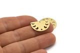 Brass Moon Charm, 10 Textured Raw Brass Moon Phases Charms With 2 Holes (22x14x0.80mm) M01566