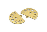 Brass Star Charm, 10 Textured Raw Brass Moon Phases Charms With 1 Loop (22x17x0.80mm) M01567