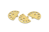 Brass Star Charm, 10 Textured Raw Brass Moon Phases Charms With 1 Loop (22x17x0.80mm) M01567