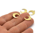 Brass Moon Charm, 12 Raw Brass Crescent Moon With 1 Loop, Earrings (16x14x0.80mm) M01569