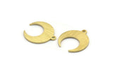 Brass Moon Charm, 12 Textured Raw Brass Crescent Moon With 1 Loop, Earrings (16x14x0.80mm) M01572