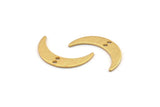 Gold Moon Charm, 6 Textured Gold Plated Brass Crescent Moon Charms With 2 Holes (22x5x0.80mm) M01203