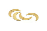 Gold Moon Charm, 6 Textured Gold Plated Brass Crescent Moon Charms With 2 Holes (22x5x0.80mm) M01203