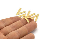 Gold V Shape, 6 Gold Plated Brass V Shaped Charms With 1 Hole (19x15x1mm) M01166