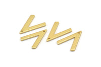 Gold V Shape, 6 Gold Plated Brass V Shaped Charms With 1 Hole (19x15x1mm) M01166