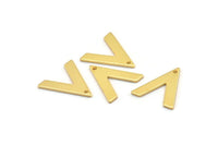 Gold V Shape, 6 Gold Plated Brass V Shaped Charms With 1 Hole (19x18x1mm) M01122
