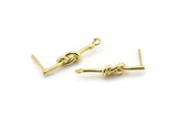 Gold Knot Earring, 2 Gold Plated Brass Knot Stud Earrings (26mm) D1306