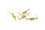 Gold Knot Earring, 2 Gold Plated Brass Knot Stud Earrings (26mm) D1306