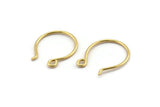Gold Earring Wires, 10 Gold Plated Brass Earring Wires With 1 Loop (24x22x1.2mm) BS 2138