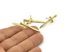 Knight&#39;s Sword Earring, 2 Gold Plated Brass Sword Stud Earrings (33x10mm) N0248 A1177 Q1079
