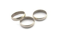 Silver Circle Connectors, 2 Antique Silver Plated Brass Circle Connectors (35x1.5x8mm) D1458
